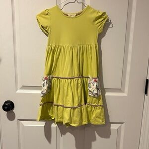 Matilda Jane Lime Green Dress with Floral Accents